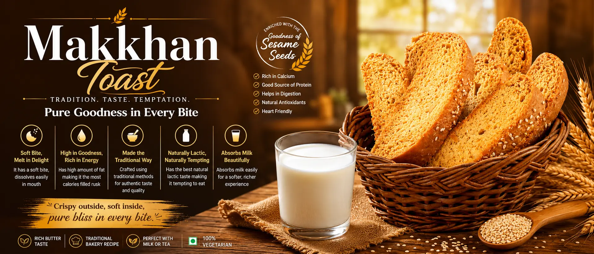 Makkhan Toast features and sesame goodness